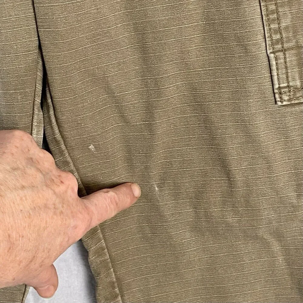 Wrangler Cargo Ripstop Pants Mens 34x31 Khaki Workwear Utility Fleece Lined